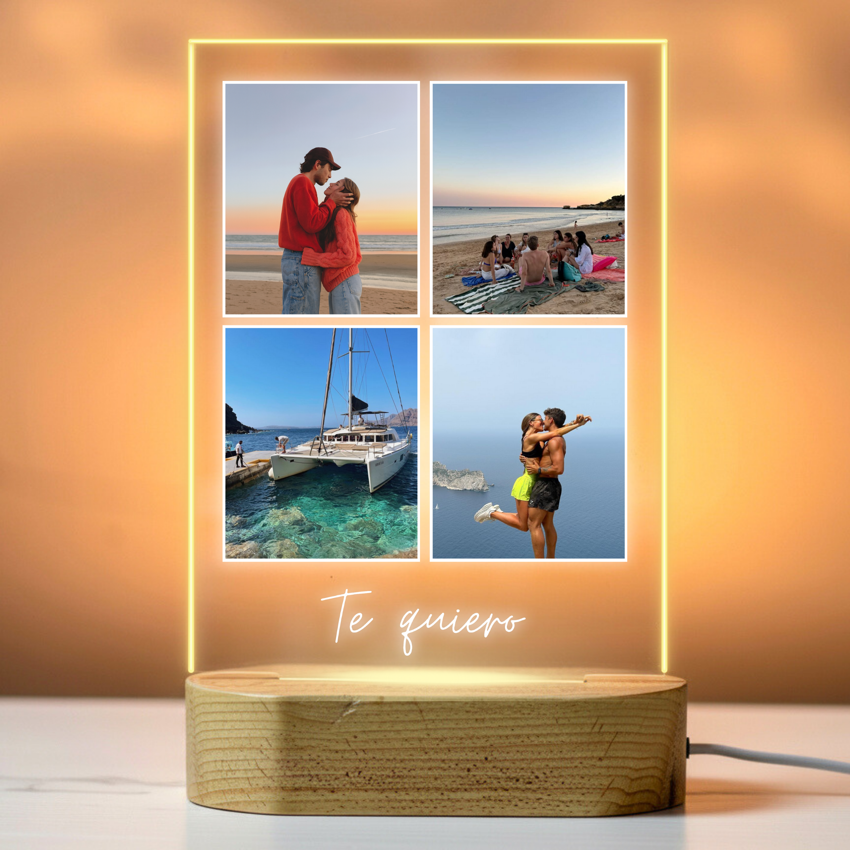 Lámpara 4 Fotos con dedicatoria vertical