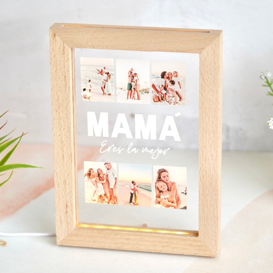 Marco 6 fotos mamá en medio idea de regalo día de la madre