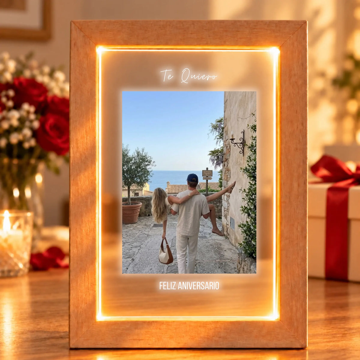 Lámpara Personalizada con Foto y Textos para Aniversario