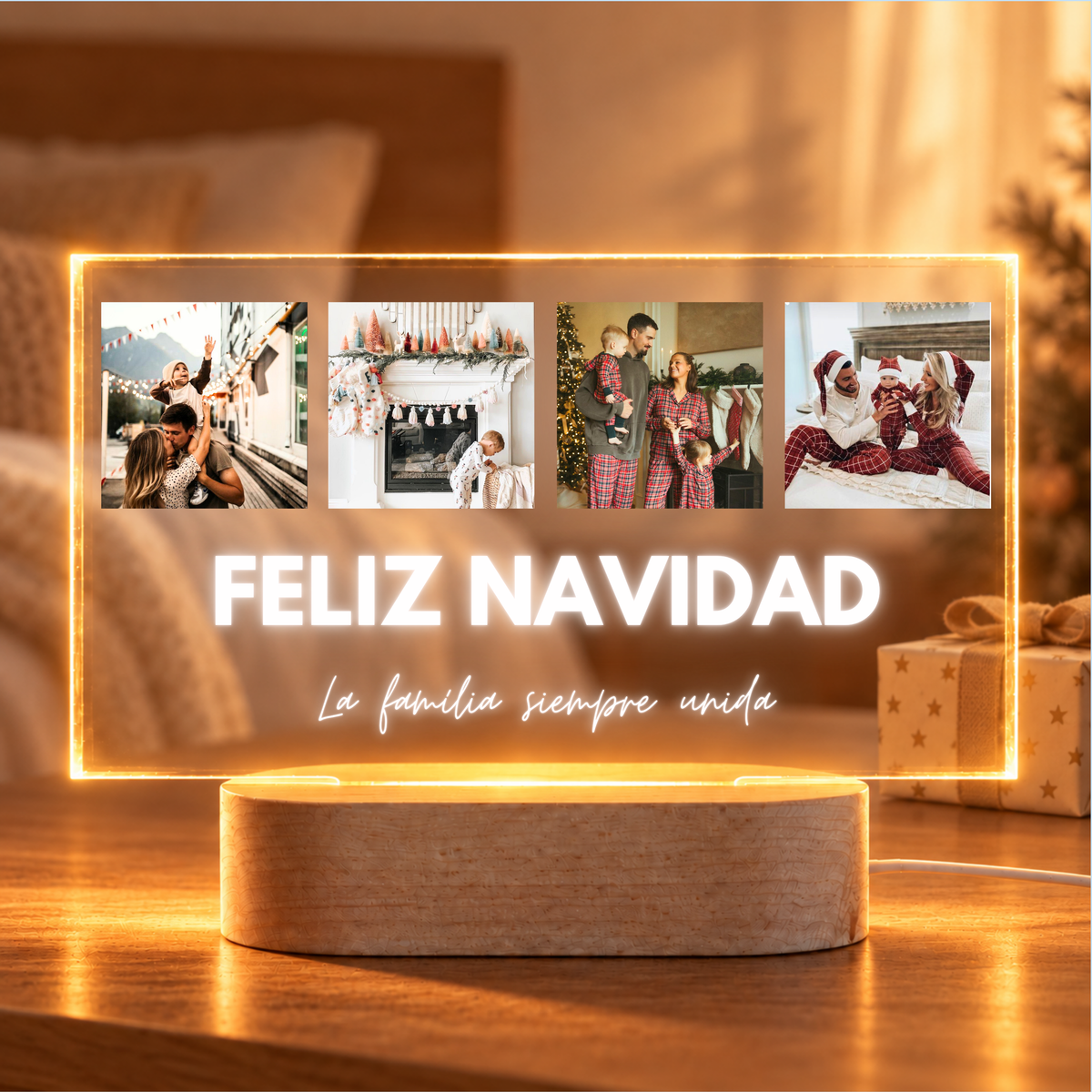 Lámpara 4 Fotos Feliz Navidad