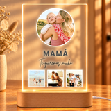 Foto circular da lâmpada da mãe