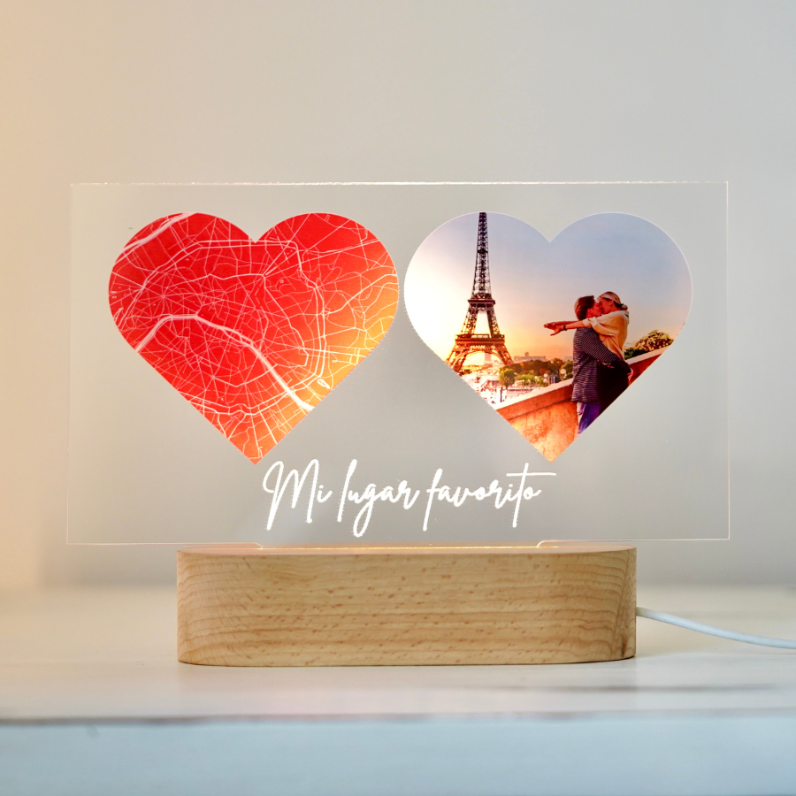 Regalo para San Valentín, lampara personalizada con corazones personalizada ideal para tu pareja.