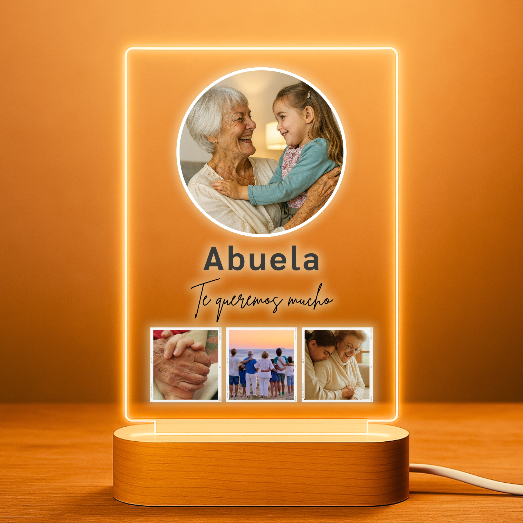 Lámpara Abuela con foto circular