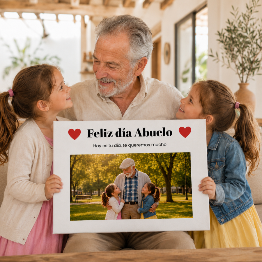 Lienzo Personalizado Feliz Día Abuelo con Foto y Dedicatoria