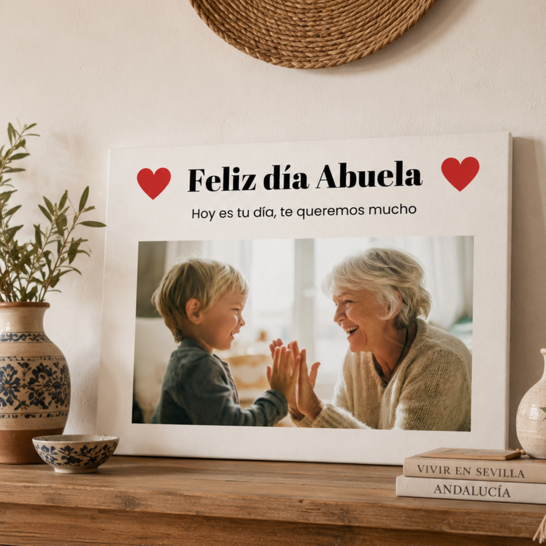 Lienzo Personalizado Feliz Día Abuela con Foto y Dedicatoria