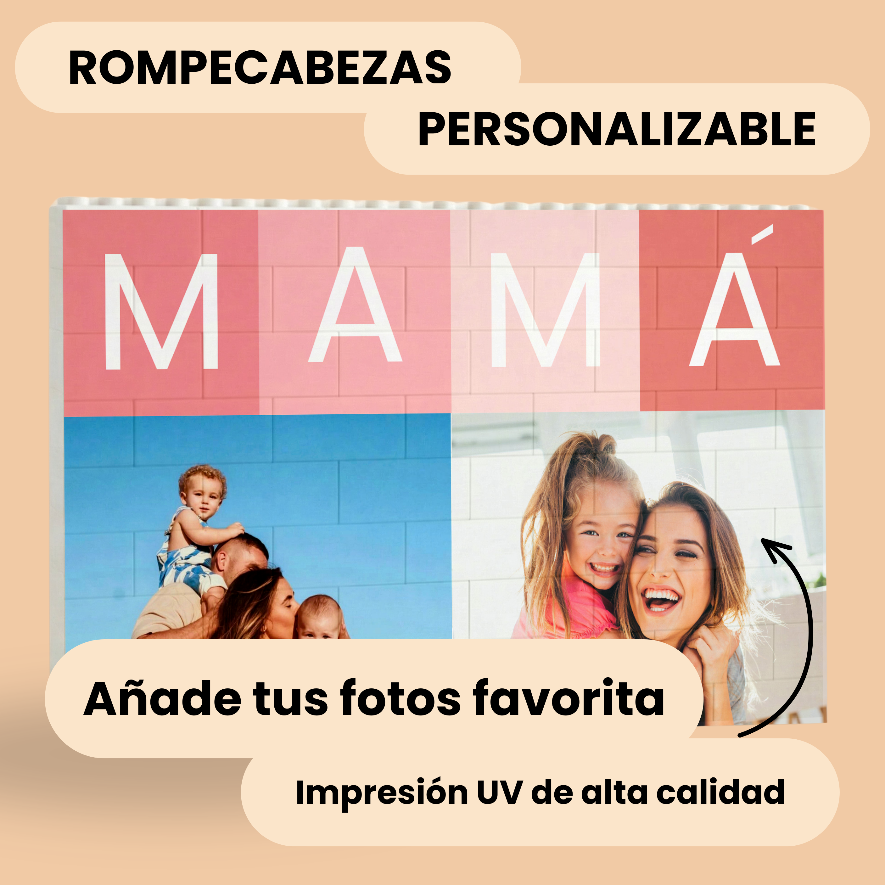 Puzzle Mamá Cuadrados rosas