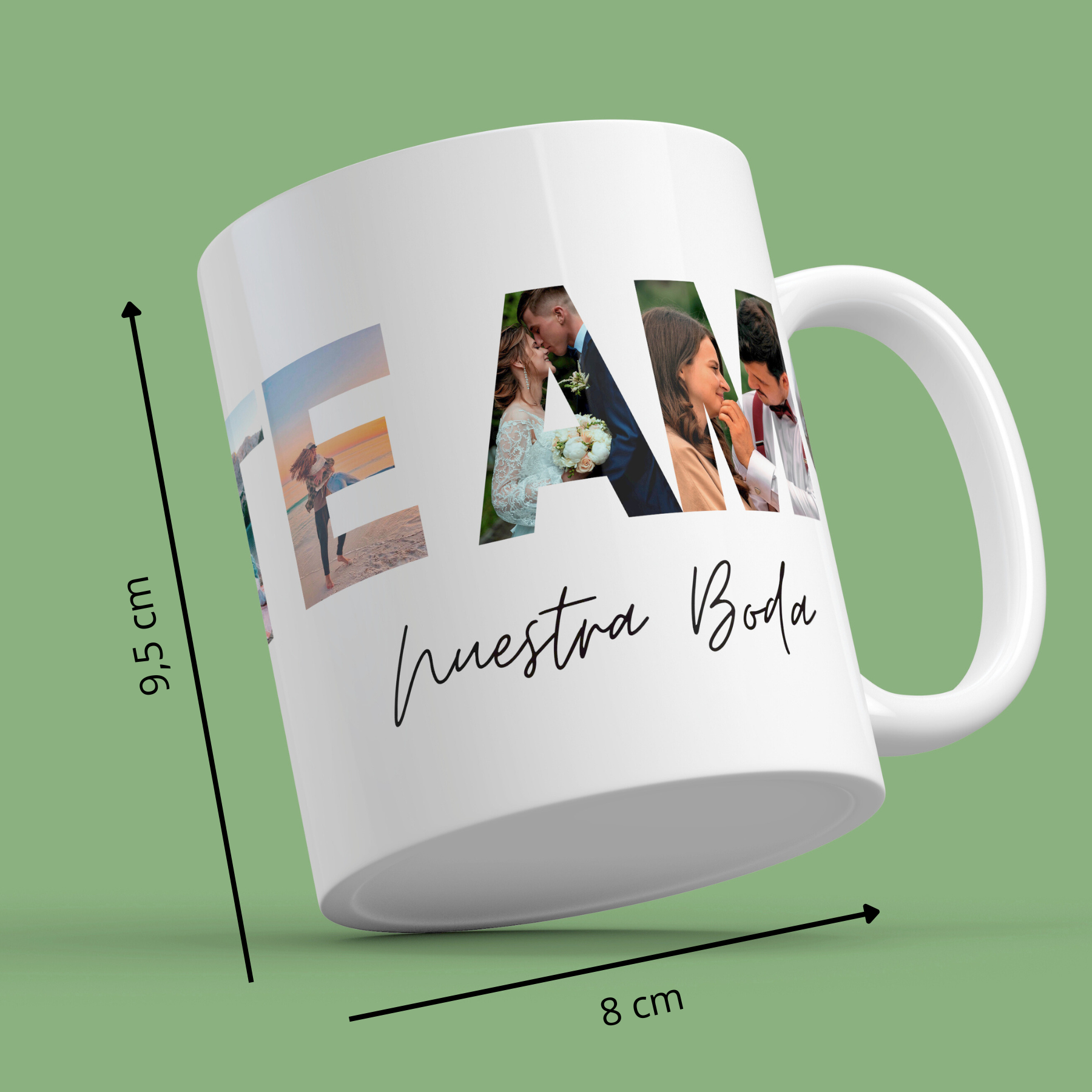Frase de caneca "EU TE AMO" com fotos