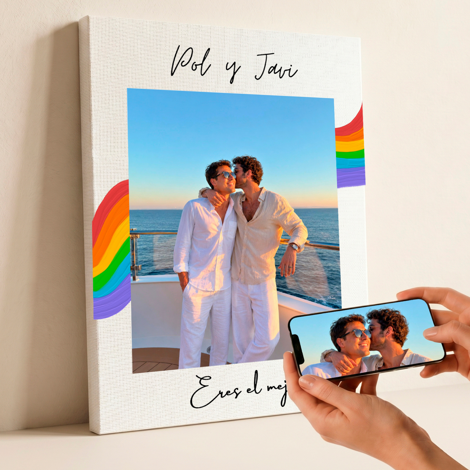Lienzo Personalizado LGTBI con Foto y Dedicatoria Vertical