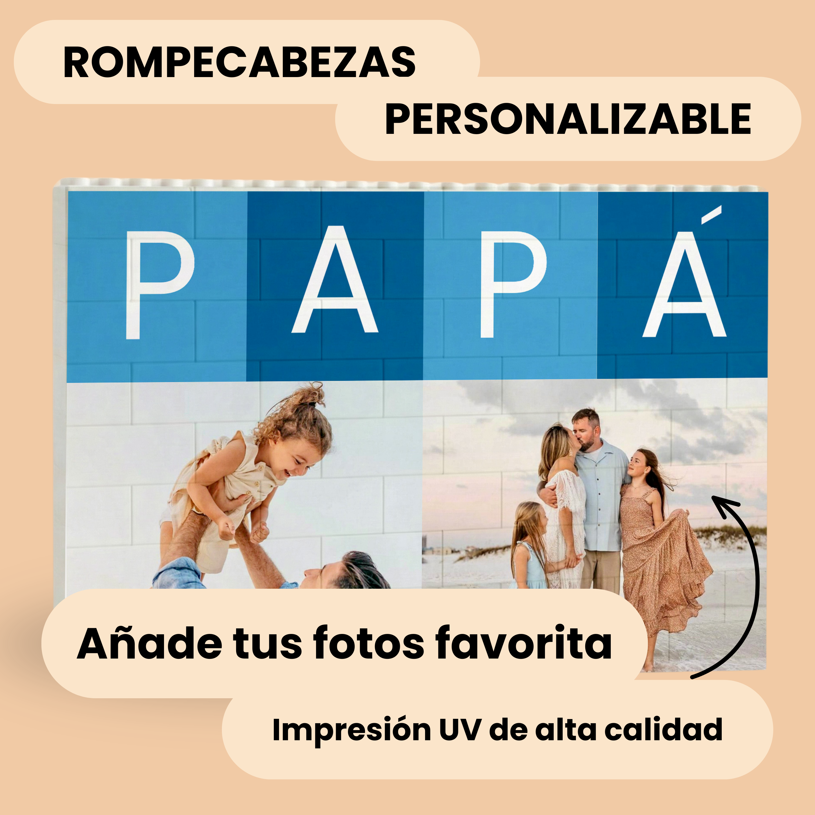 Puzzle Papá Cuadrados azules