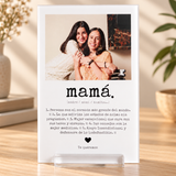 Placa MOM fundo branco com dedicatória fixa