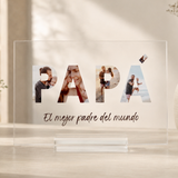 Placa "PAI" com fotos