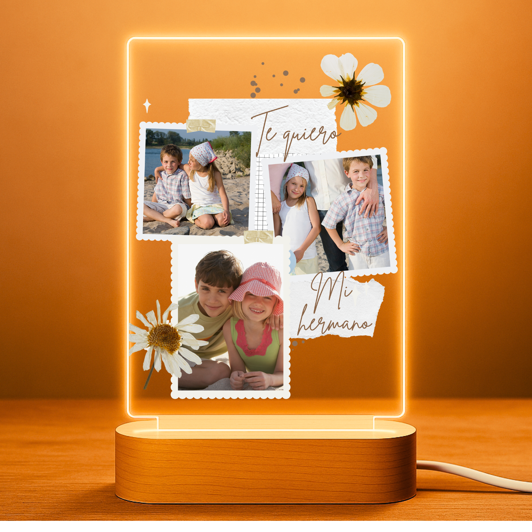 Lámpara Personalizada para Hermano con 3 Fotos