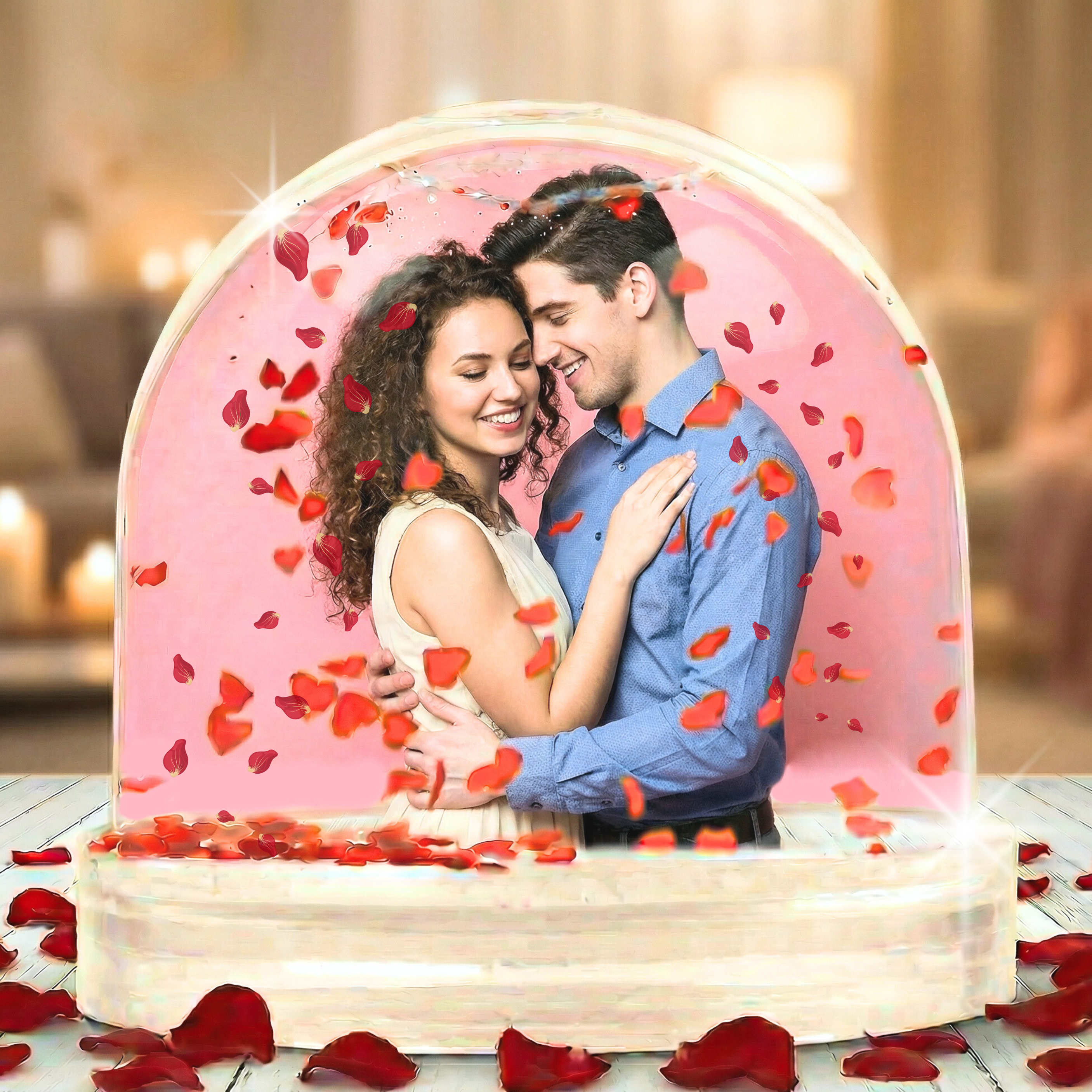 Bola de agua personalizada, con corazones