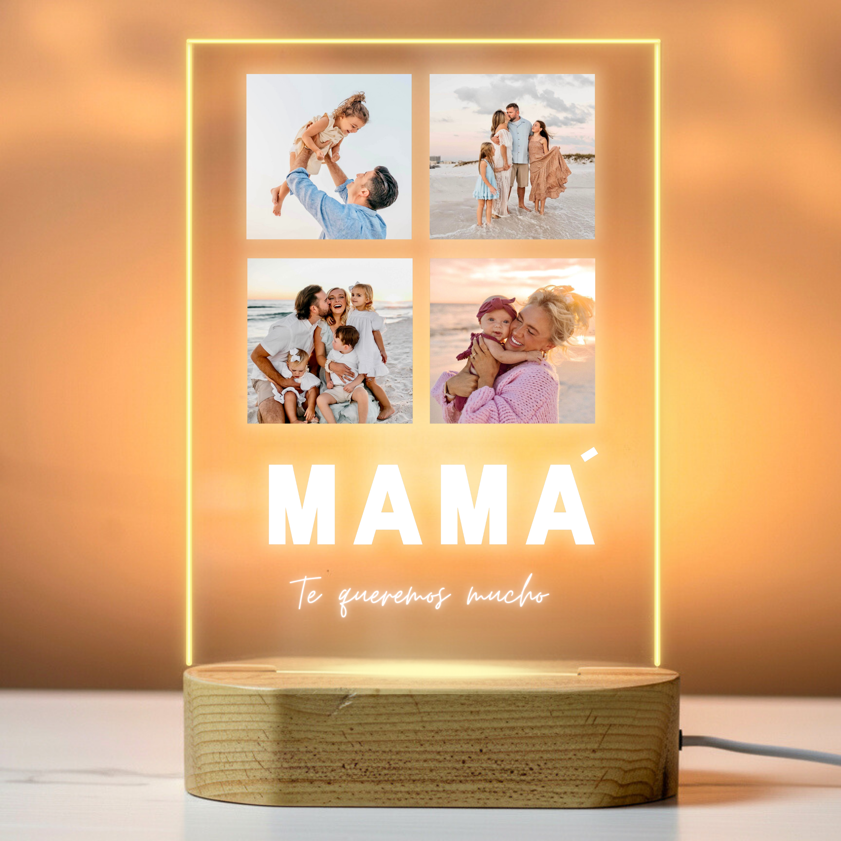 Lámpara Mamá abajo y 4 fotos arriba