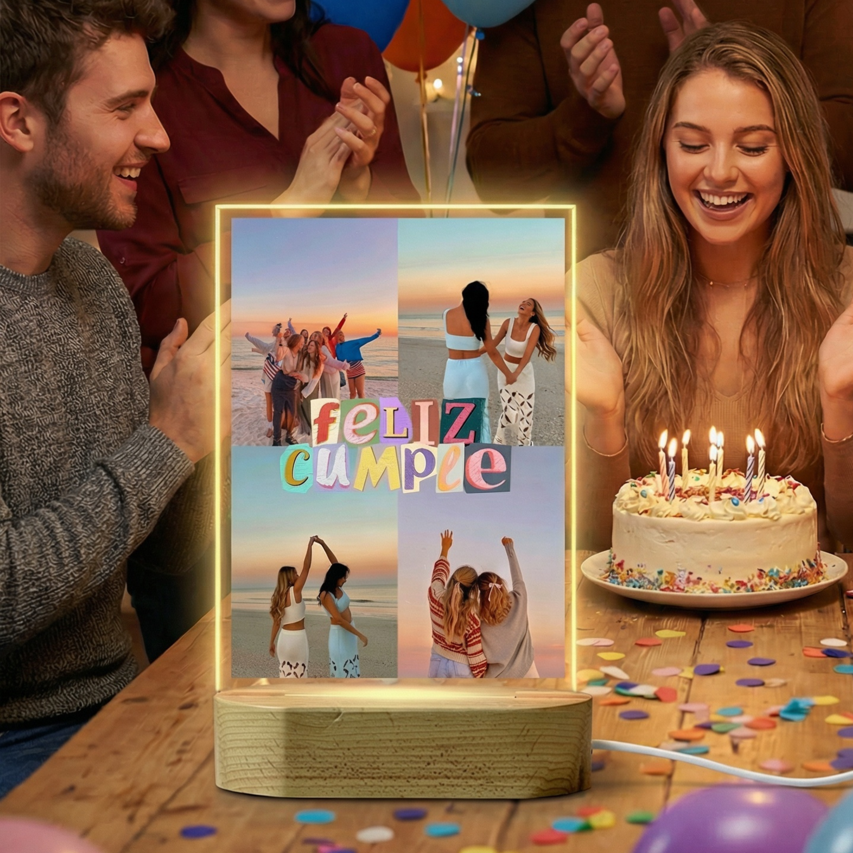 Lámpara Feliz Cumpleaños 4 fotos
