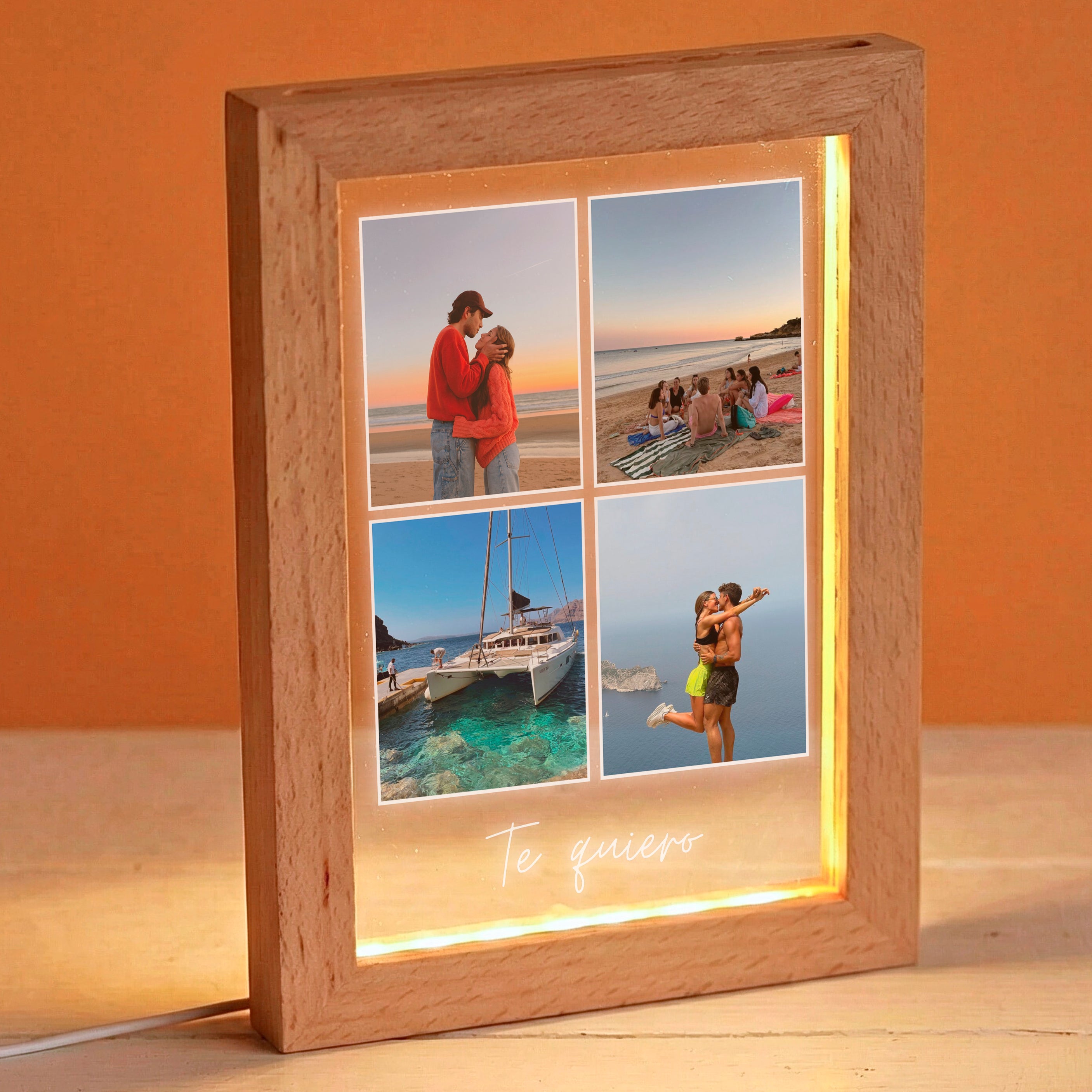 Lámpara 4 Fotos con dedicatoria vertical