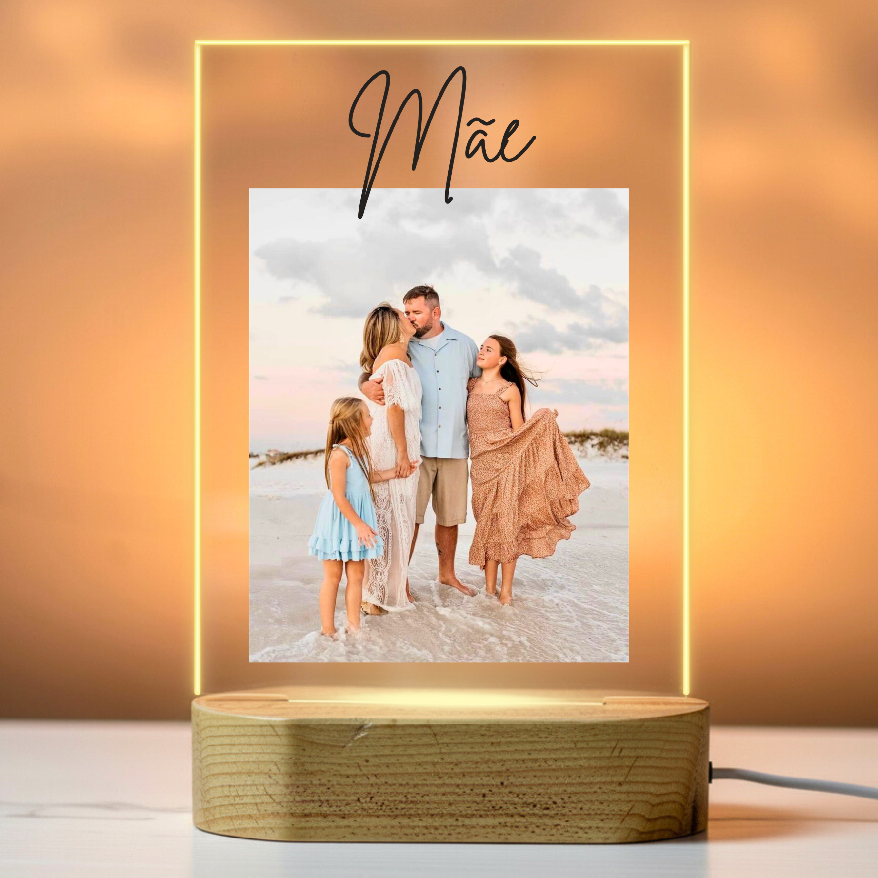 Lâmpada «Mãe» com foto e texto