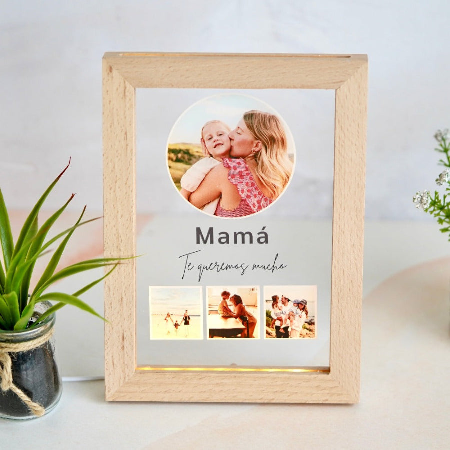 Lampara, con foto principal circular, idea de regalo día de la madre