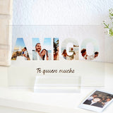 Placa "AMIGO" com fotos