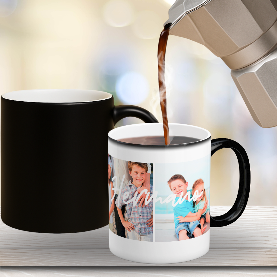 Taza mágica ✨ hermano con dos fotos, ¿Buscas un regalo original para tu hermano ? 🎁 Descubre nuestras tazas personalizadas para tu persona favorita: especiales, emotivas y listas en 48h. ¡Le encantará! 