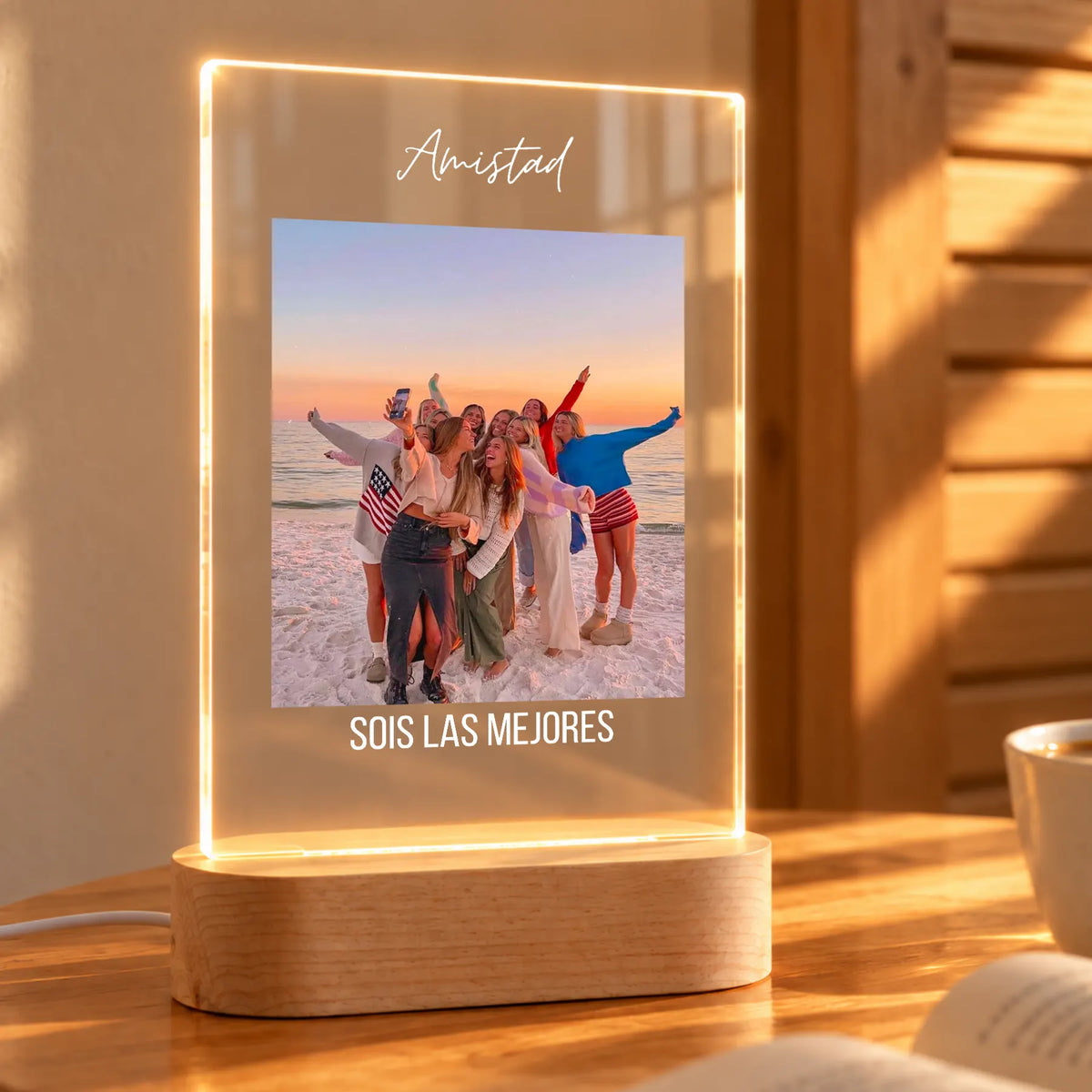 Lámpara Personalizada con Foto y Textos para Amigos
