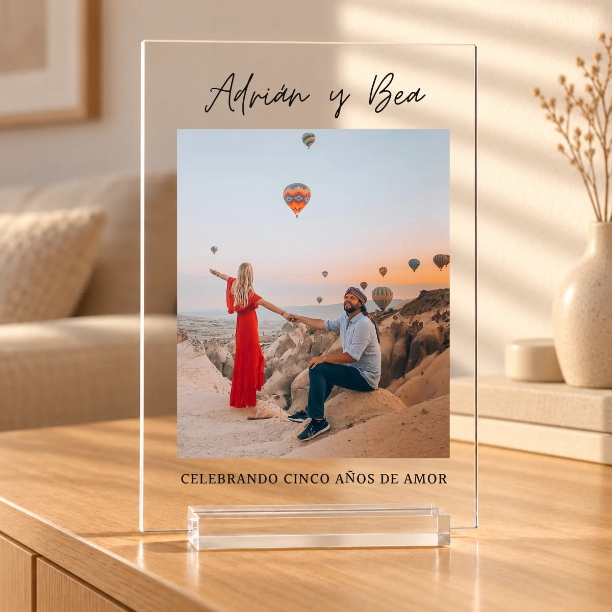 Lámpara Personalizada con Foto y Textos para Parejas