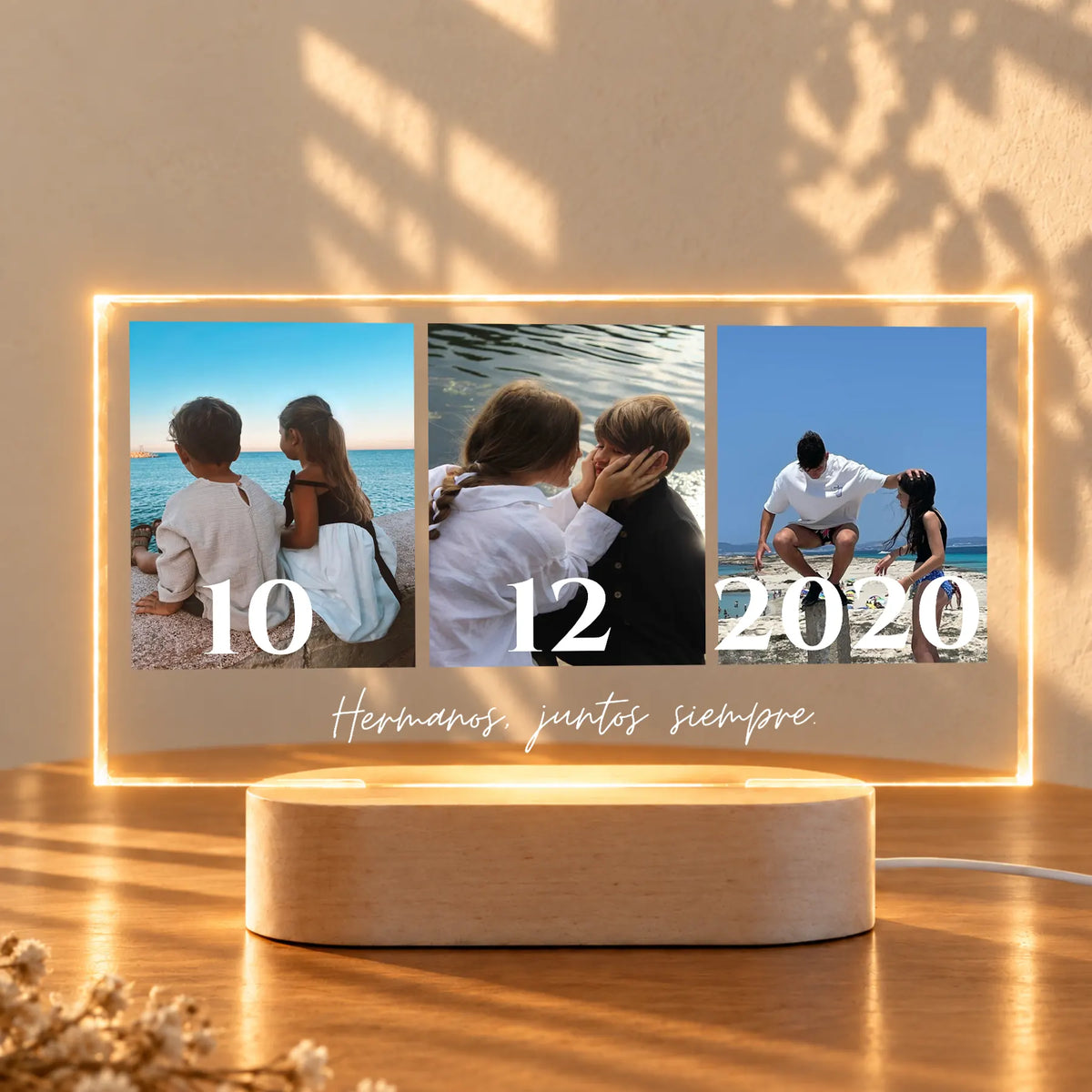 Lámpara Personalizada para Hermanos con 3 Fotos