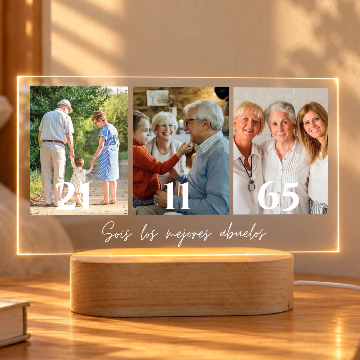 Lámpara Personalizada para Abuelos con 3 Fotos