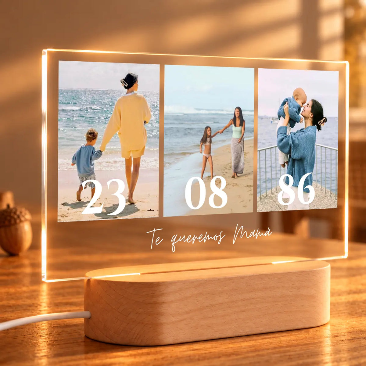 Lámpara Personalizada para Mamá con 3 Fotos