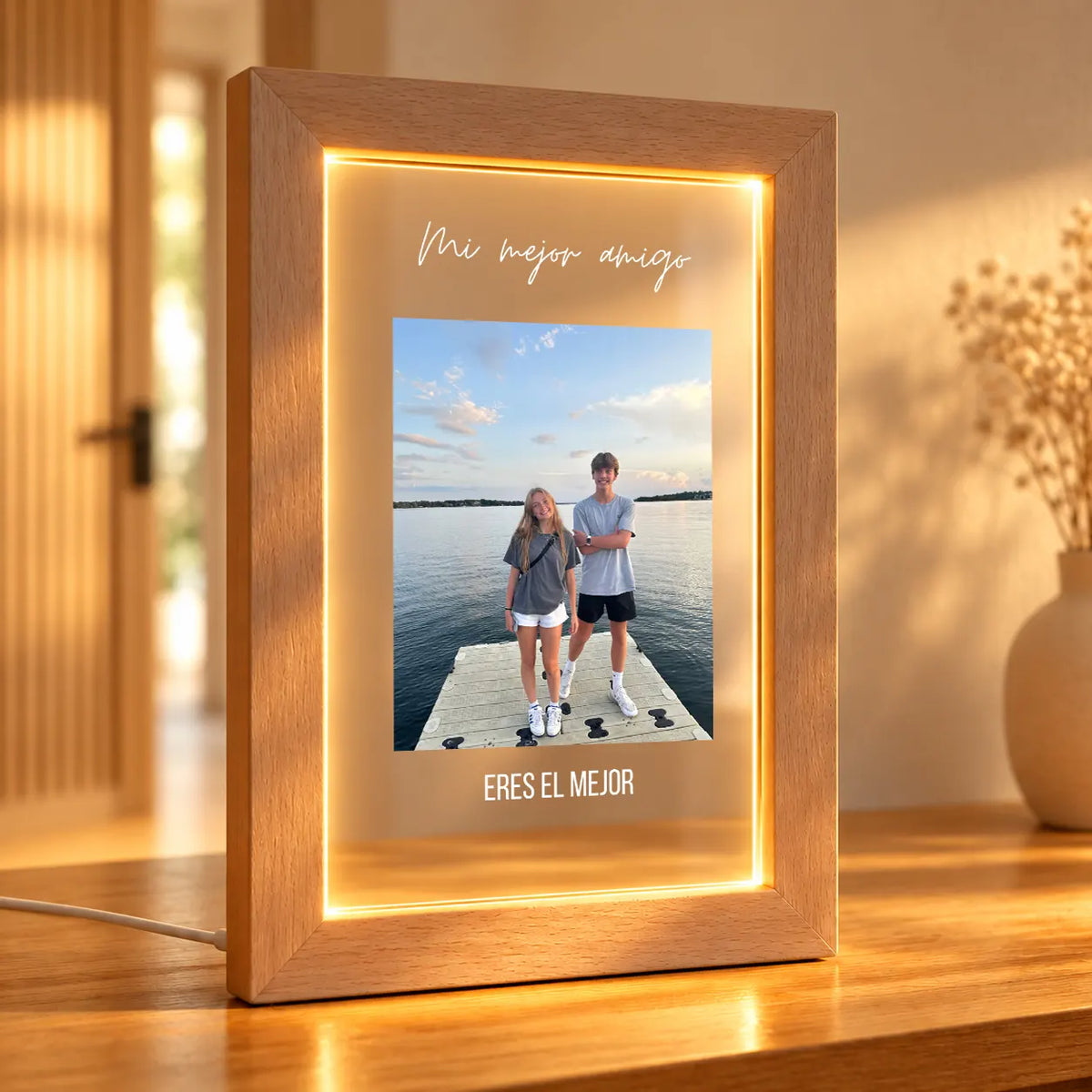 Lámpara Personalizada con Foto y Textos para Amigos
