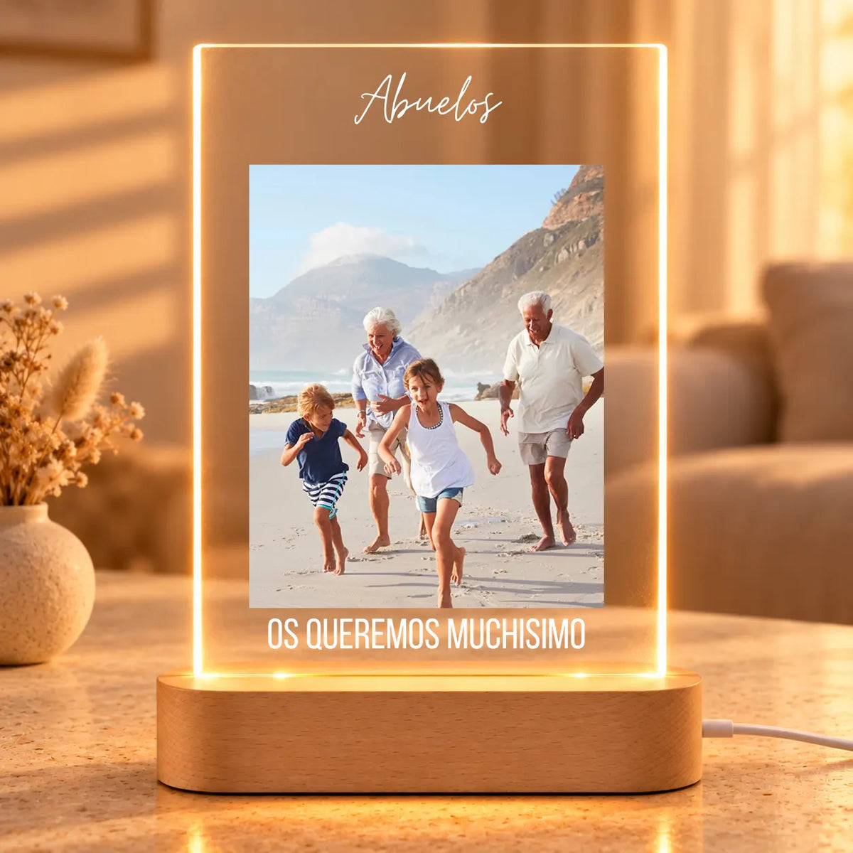Lámpara Personalizada con Foto y Textos para Abuelos