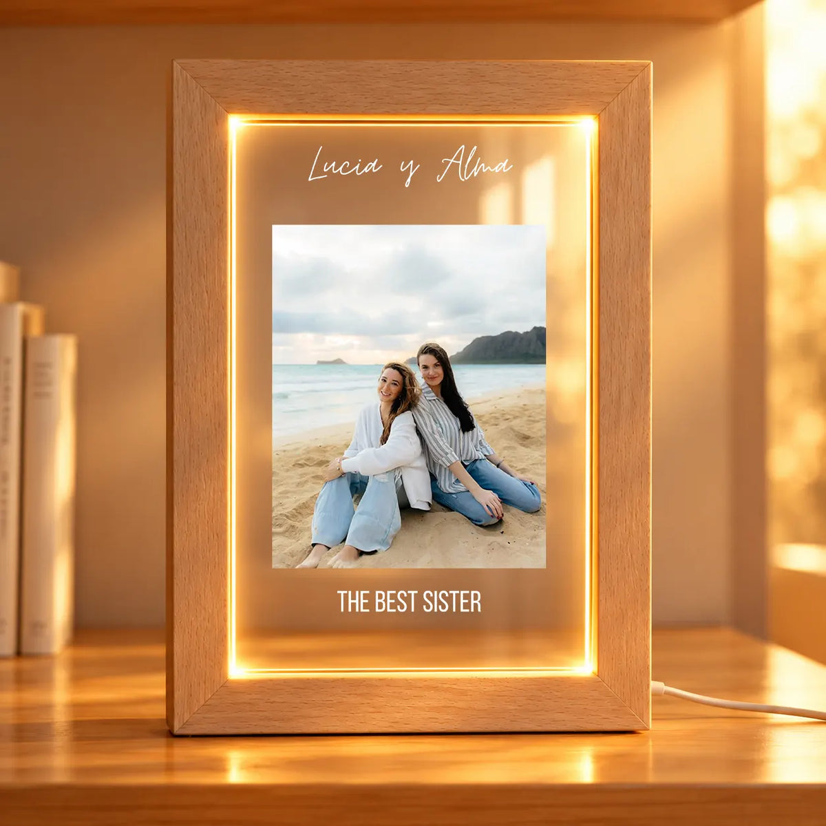 Lámpara Personalizada con Foto y Textos para Hermanos