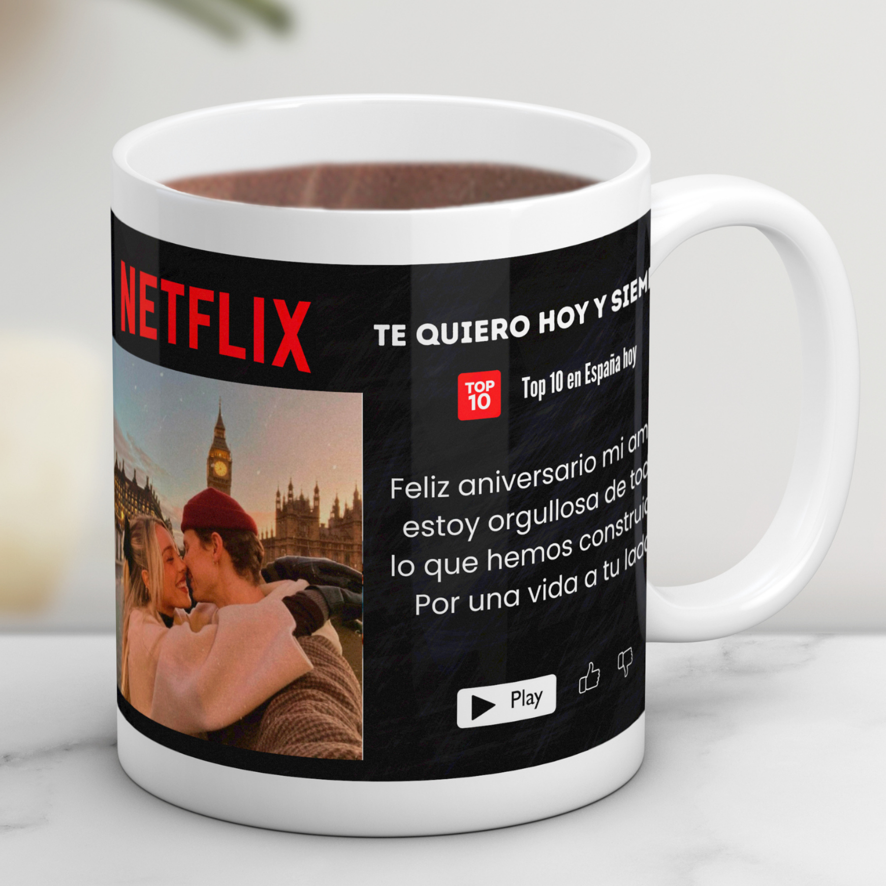 Taza parejas estilo Netflix