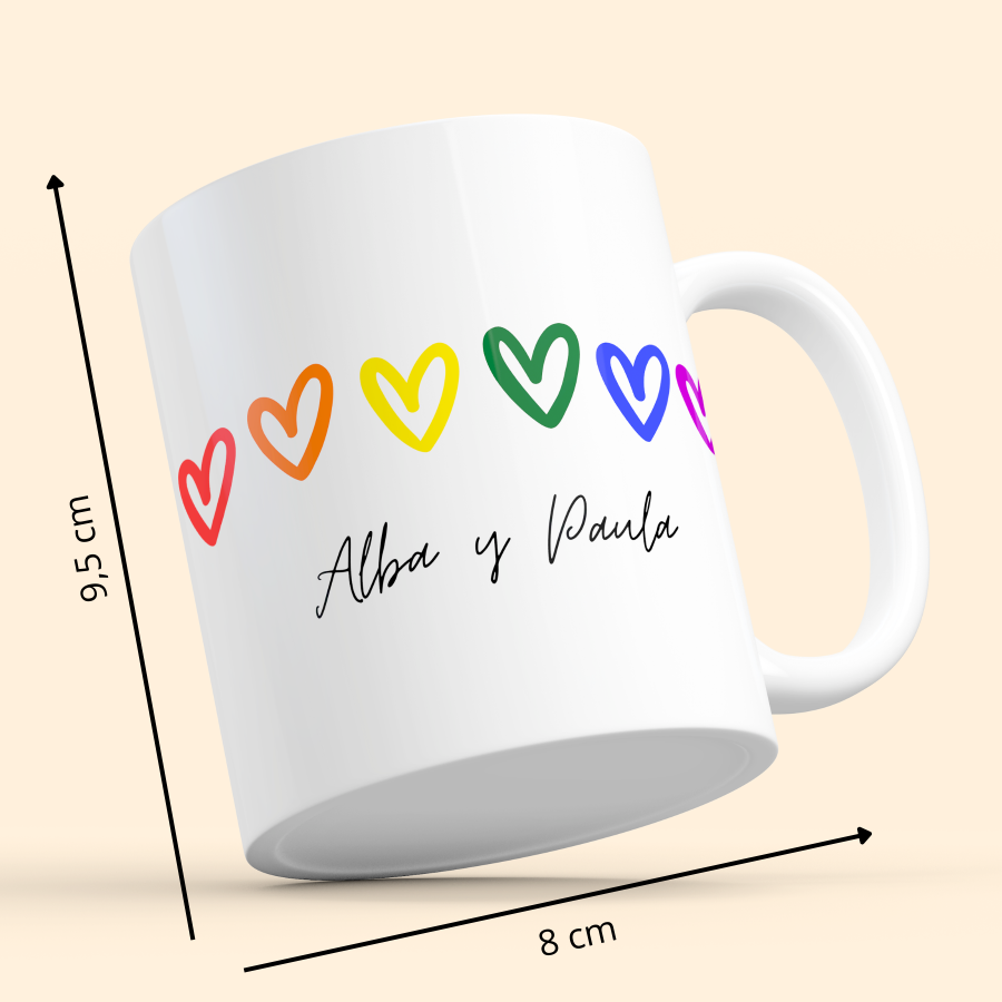 Celebra el amor, la diversidad y el orgullo con una taza llena de color y significado. Su diseño con corazones LGTBI la convierte en un regalo original para parejas, amigos o para disfrutar cada día con un detalle que habla de ti.