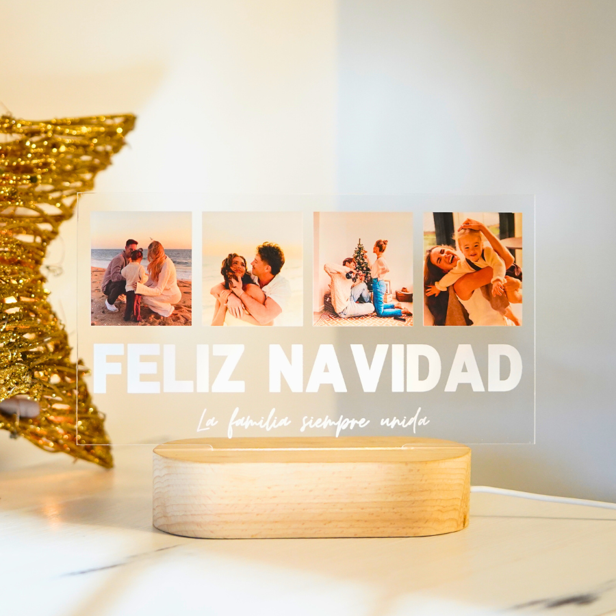 Esta lámpara con 4 fotos personalizadas, es el regalo perfecto para estas navidad. Se puede regalar a parejas, padres, hermanos. Un detalle para cualquier persona especial para estas fiestas!