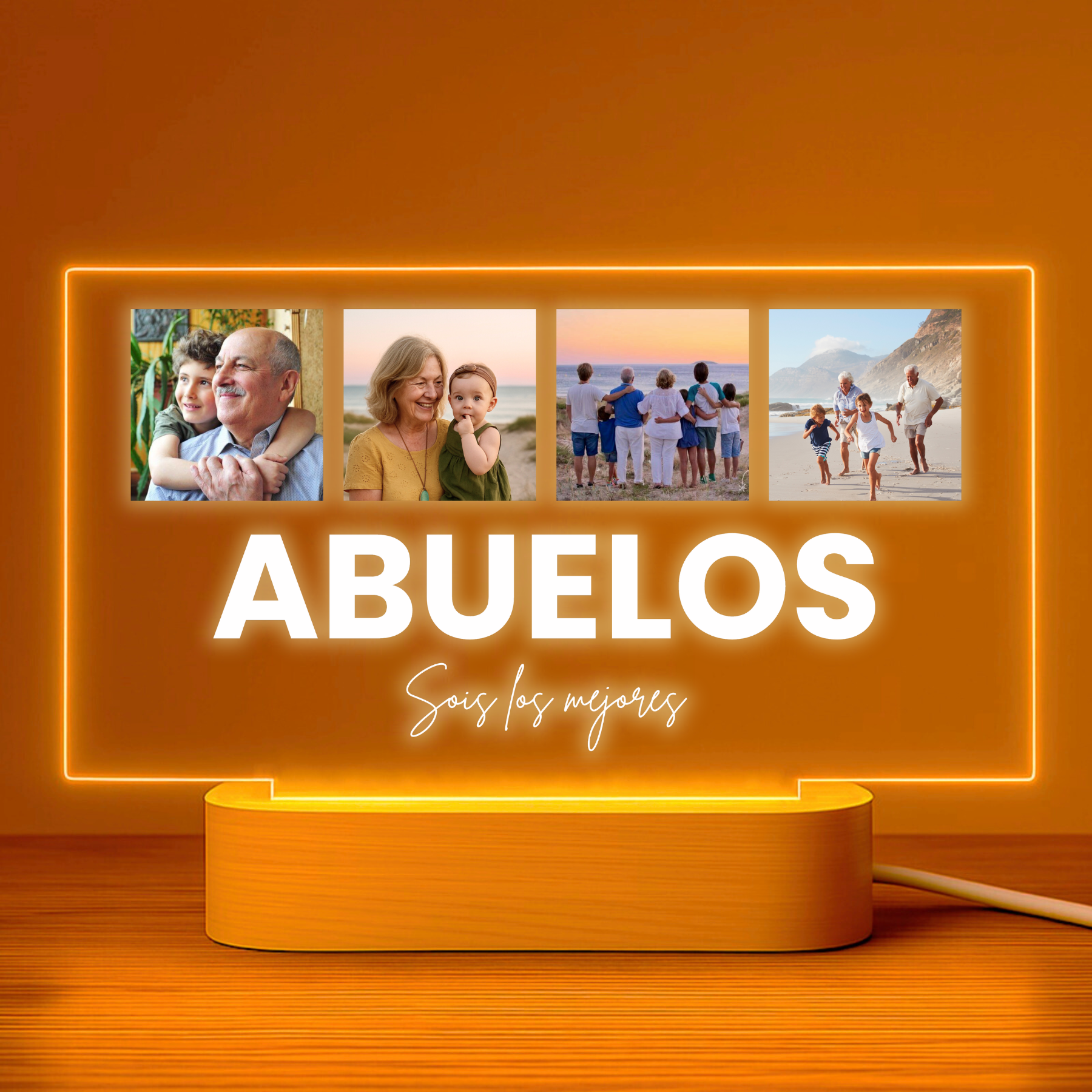 Lámpara Abuelos abajo y 4 fotos arriba