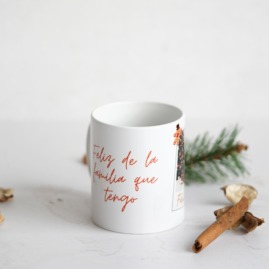 Taza especial para estas navidades con una foto especial y una dedicatoria significativa