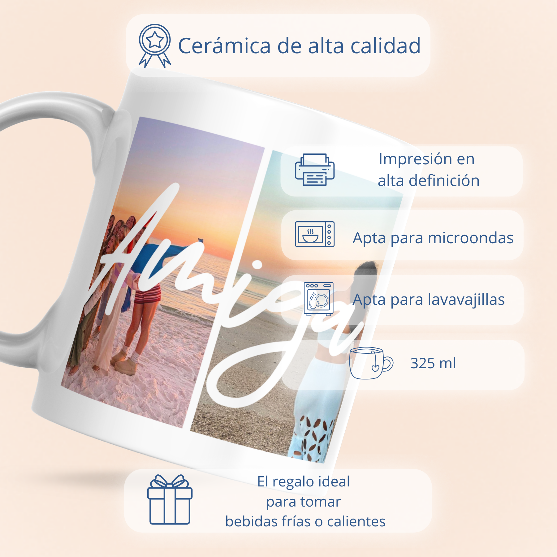Taza AMIGA con dos fotos