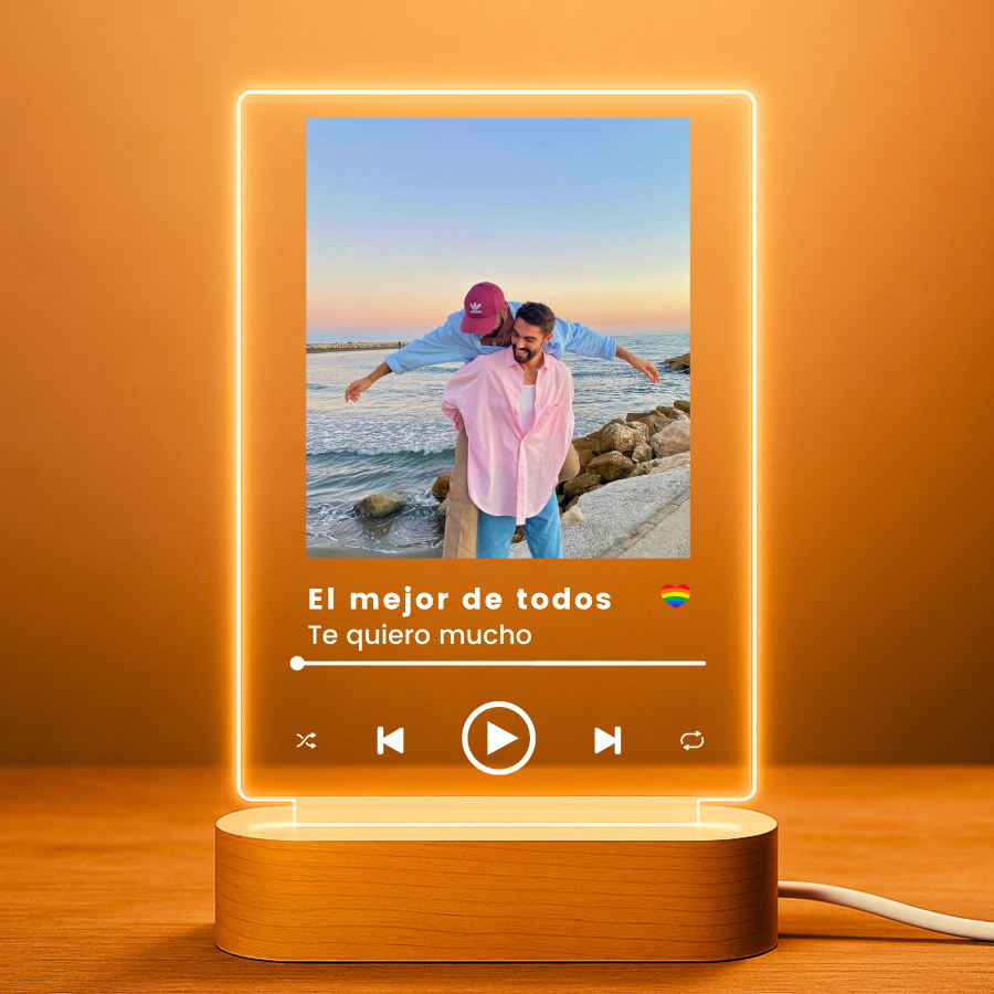 Lámpara personalizada diseño Spotify con cerrazón LGTBI sobre metacrilato premium