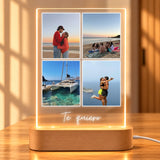 Lámpara Personalizada 4 Fotos con Dedicatoria Vertical para Parejas