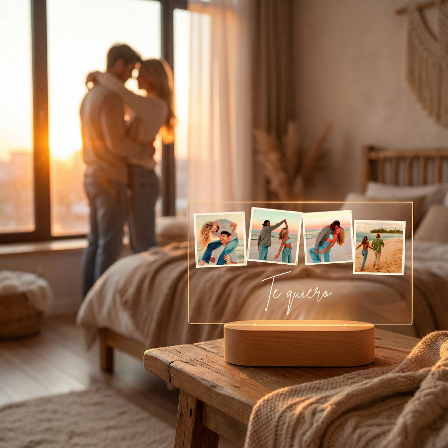 Regalo personalizado para pareja con lámpara LED y fotos especiales