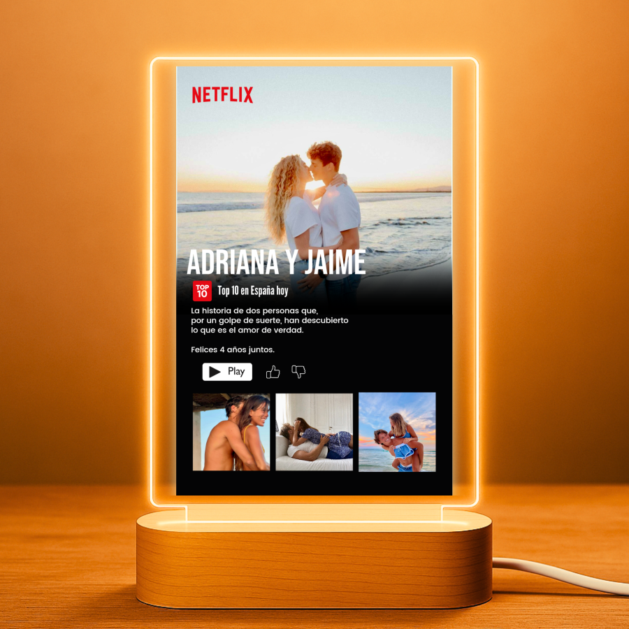 Lámpara personalizada diseño Netflix sobre metacrilato premium
