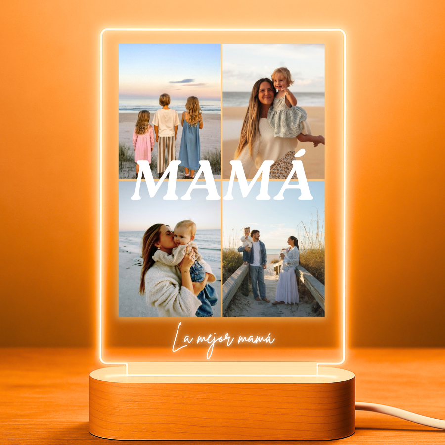 Lámpara personalizada para mamá con 4 fotos y mensaje, regalo para el Día de la Madre, cumpleaños o Navidad