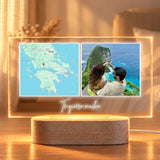 Lâmpada "EU TE AMO" com fotos e texto