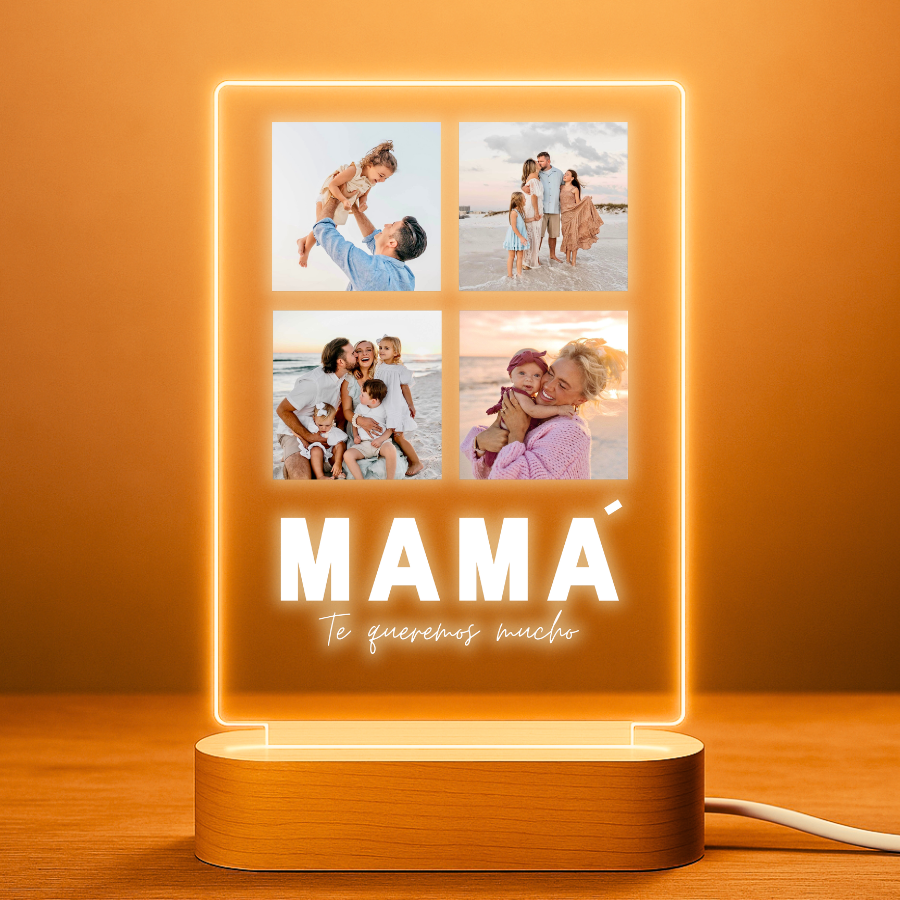 Lámpara personalizada para mamá con 4 fotos y dedicatoria, regalo para el Día de la Madre, cumpleaños o Navidad