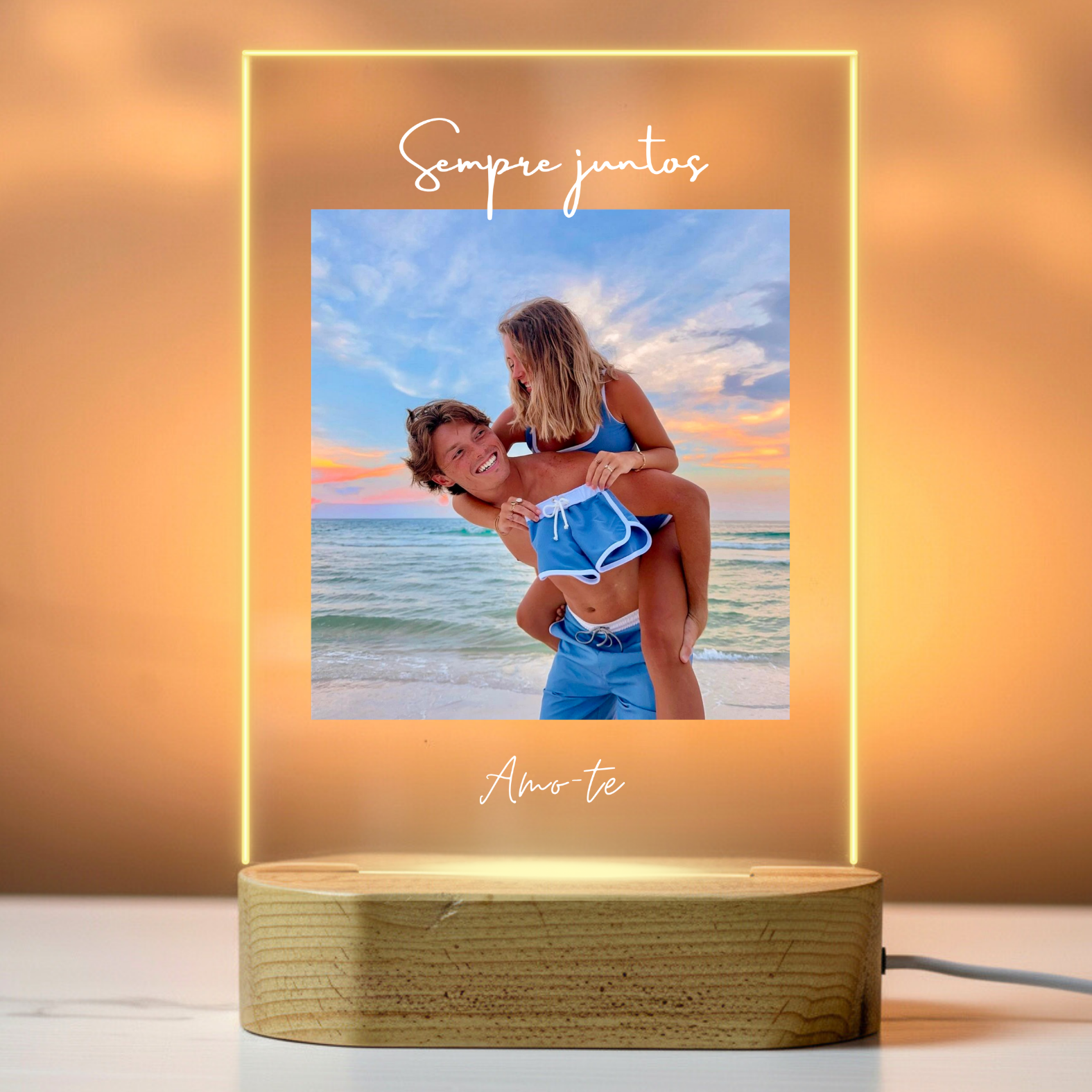 Candeeiro fotográfico e de texto com moldura de luz PT