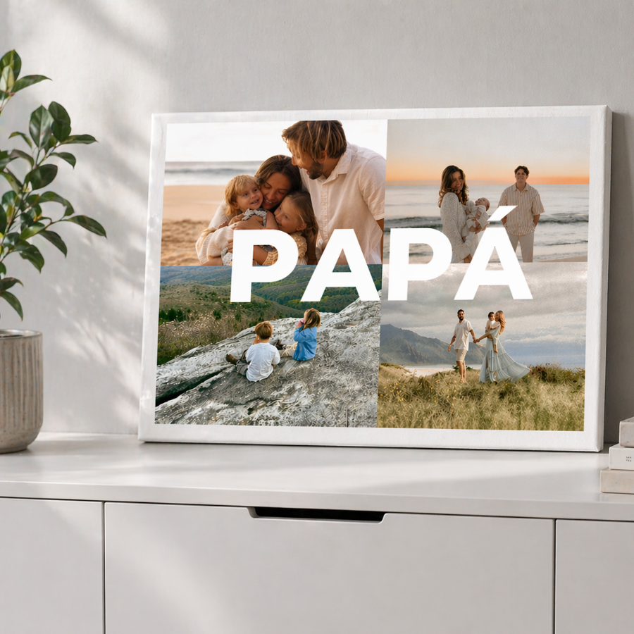 lienzo personalizado par papá 4 fotos, regalo ideal para padres, regalo día del padre, regalo original cumpleaños.