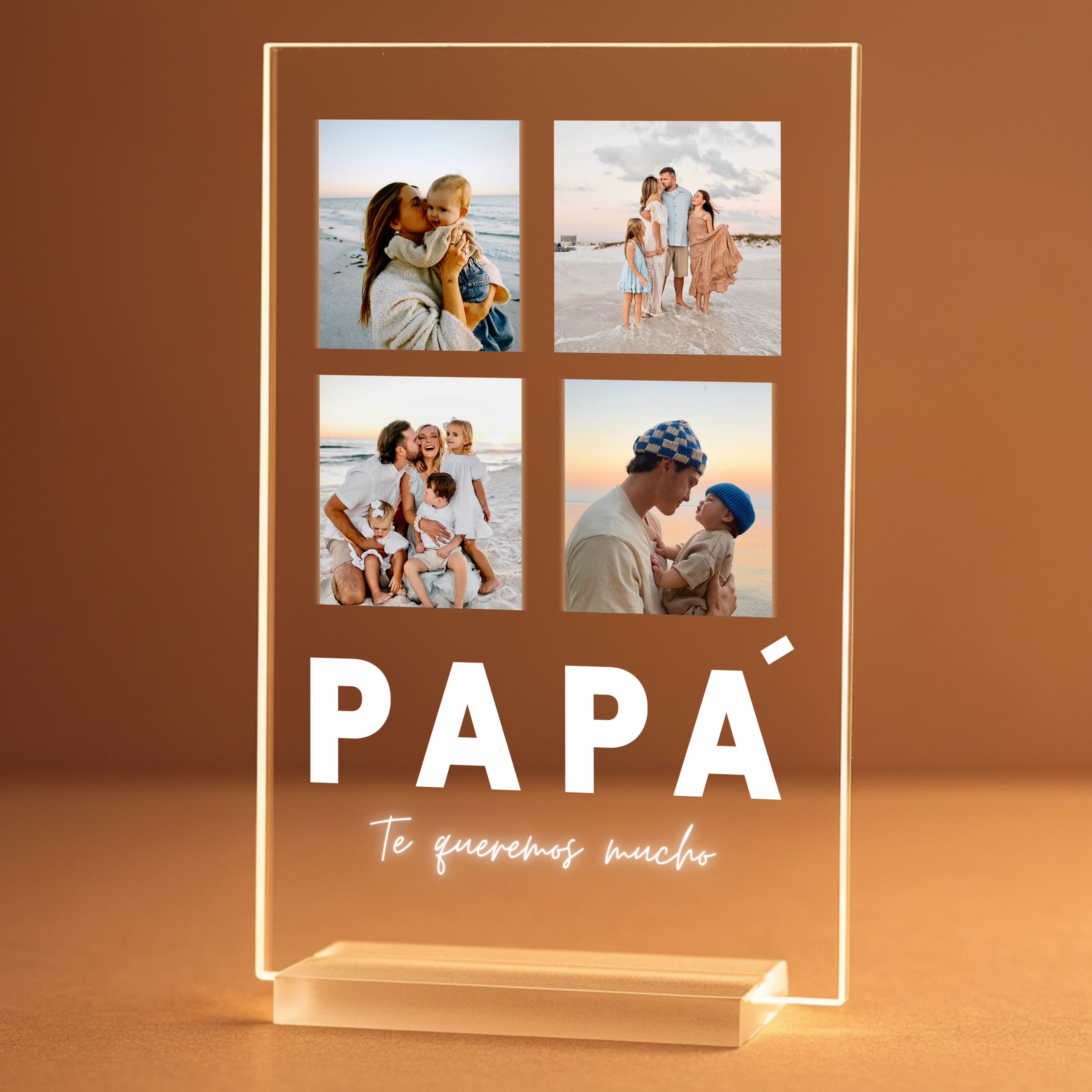 Lámpara PAPÁ con 4 fotos y Mensaje