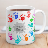 Taza Personalizada con Nombres y manos de colores