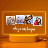 Lámpara Personalizada con 4 Fotos y Texto para Amigas